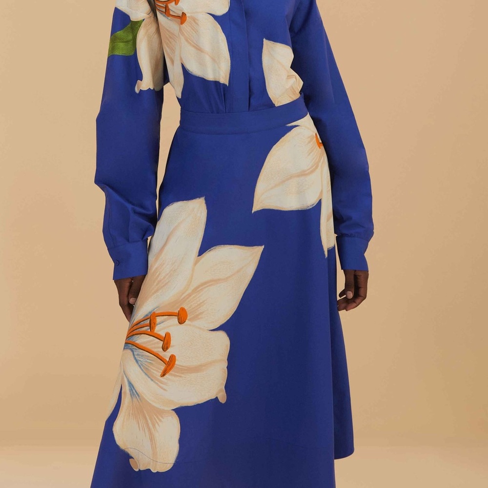 FARM Rio Blue Floral Midi Skirt